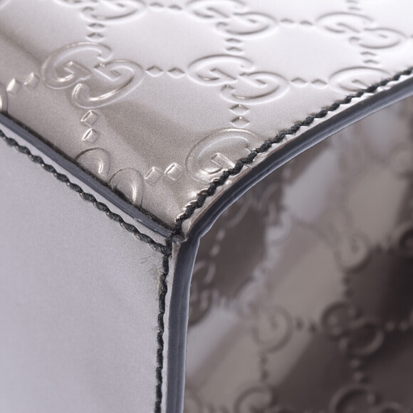 Gucci Guccissima Emily Chain Shoulder Bag Gray Patent Vernis Leather - Picture 7 of 9